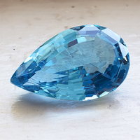 Large pear shape blue topaz.  This perfectly cut blue topaz has a really nice color which could either be called a swiss blue topaz or a sky blue topaz since the color falls right in between.  Clean stone and very lively.