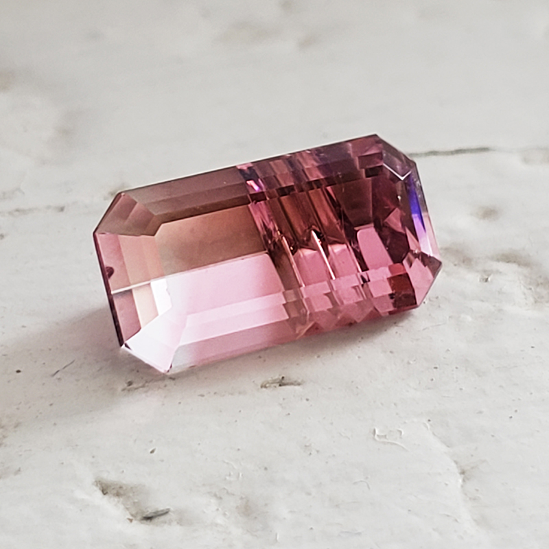 Loose Untreated Pink Fancy Cut Emerald-Cut BiColor Tourmaline - BITO3589fc568a.jpg