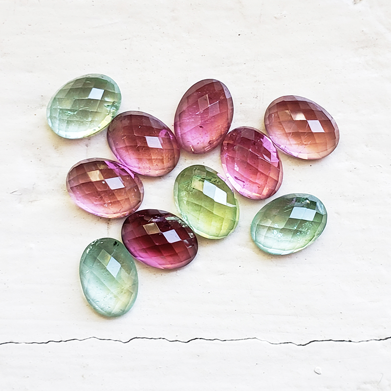 7x5 mm Oval Rose-Cut Untreated Green & Pink Maine Tourmaline Parcel - MTrc2019ov7x5mm850.jpg