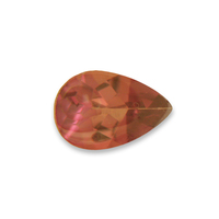 Pear shape unheated orange sapphire from the Umba River Valley in Africa sometimes referred to as African padparadscha. This nice orange sapphire is a buff top cut pear shape with flashes of gold and pink.