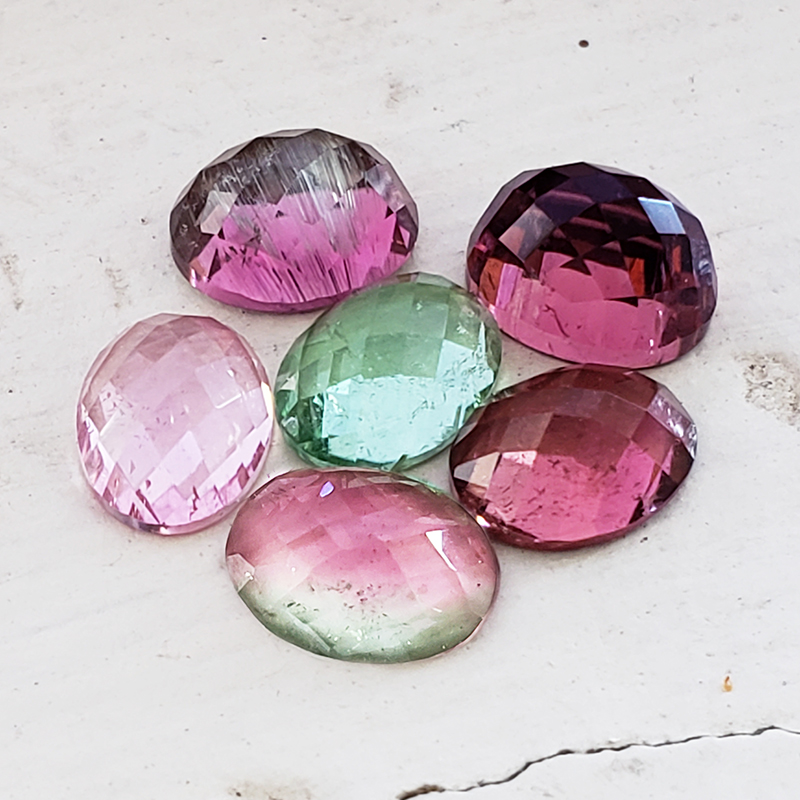 Loose 8x6 mm Oval Rose-Cut Untreated Pink & Green Tourmaline Parcel - MTrc2019ov8x6mm820a.jpg