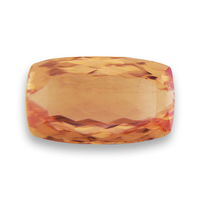 Large elongated cushion untreated precious topaz.  Beautiful true peach color topaz with apricot and golden undertones could also be considered to be a barrel shape topaz.  Excellent clarity.  Would make a nice large topaz center stone for 