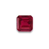 Square emerald-cut ruby with intense color.  This rich red ruby is clean and well cut. Perfect one carat ruby for the special ring or custom piece