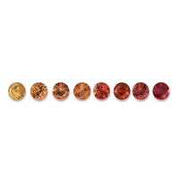 Round ombre orange sapphire suites made to order or mixed with other sapphire colors for custom sapphire suites. We stock diamond cut round orange sapphire melee in every tenth-of-a-millimeter 1.2 mm and up in every shade of orange sapphire  such as peach