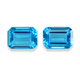Loose Emerald-Cut Blue Topaz Pair - Matched Pair of Octagon Swiss Blue Topaz