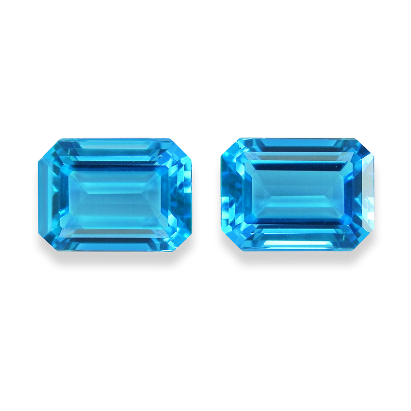 Loose Emerald-Cut Blue Topaz Pair - Matched Pair of Octagon Swiss Blue Topaz - BTpr400ec370.jpg