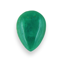 Fun pear shape emerald cabochon with really pretty emerald green color.  This emerald pear shape cab has the true organic feel as it shows the garden within.  Almost opaque but really a great emerald for that custom or special May birthstone jew