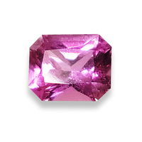Emerald-cut untreated pink sapphire. This natural  unheated pink sapphire is well cut and very lively.