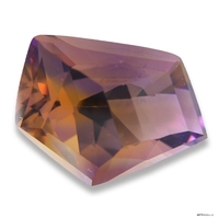Fancy cut Ametrine with hues of purple Amethyst and golden Citrine.  This freeform ametrine has a very unique shape and cut. 