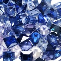 Calibrated princess cut blue sapphire melee in every tenth-of-a-millimeter 1.7 mm and up in every shade of blue from very light blue sapphire or baby blue sapphire  to medium cornflower blue sapphire to rich blue sapphire and everything in between.  Inclu