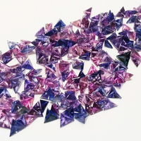 Lively assorted purple sapphire triangles. These pretty sapphire triangles are is various shades of purple from lavender purple sapphire to amethyst purple sapphire to more of blue purple like Tanzanite color.  The sizes of the triangle purple sapphire me