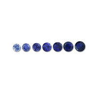Calibrated diamond cut round blue sapphire melee in every tenth-of-a-millimeter from 1.1 mm and up in every shade of blue from very light blue sapphire or baby blue sapphire  to medium cornflower blue sapphire to rich blue sapphire and everything in betwe