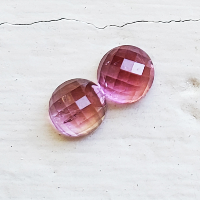 Loose 6.5 mm Round  Untreated Pink Maine Tourmaline Rose-Cut Pair - PTrc2019rd6.5mm264b.jpg