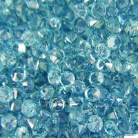 Calibrated diamond cut round blue zircon melee in every tenth-of-a-millimeter .  This clean natural zircon is electric blue is very lively and could be used in jewelry designs that may call for Paraiba tourmaline Our blue zircon melee sizes start at 