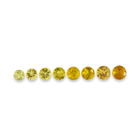 Round calibrated ombre yellow sapphire melee suites made to order or mixed with other sapphire colors for custom sapphire suites. We stock diamond cut round yellow sapphire melee in every tenth-of-a-millimeter 1.2 mm and up in every shade of yellow sapphi