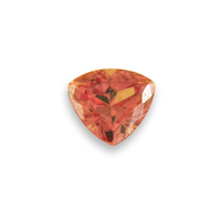 Natural untreated trillion orange sapphire from the Umba River Valley in Africa.  This super lively unheated orange sapphire trillion has bright flashes of orange and peach. If you need an one carat orange sapphire triangle shape this one is a beauty!