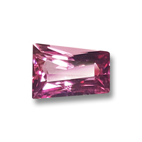 Unique trapezoid cut untreated pink spinel.  This bright and  lively fancy cut medium rose pink spinel is well cut and  would be lovely set either vertically or horizontally. If an unusual Pretty in Pink unheated spinel is on your radar thi