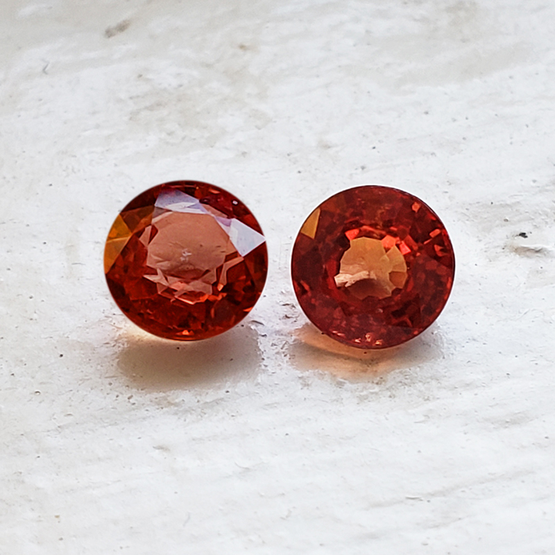 Pair of Round Orange Sapphires- Matched Orange Sapphire Pair 5mm Rounds - OSpr5069rd148.jpg