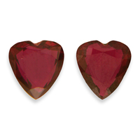 Lovely pair of heart shape rubies.  These red ruby heart shapes are a nice deep red color. Would be nice heart shape ruby pair for earrings or even is heart shape ruby side stones as a unique meaningful engagement ring.