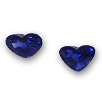Beautiful pair of heart shape blue sapphires.  This pair of sapphire hearts have a  rich blue color and very lively.  This heart shaped sapphires would make lovely sapphire earrings.