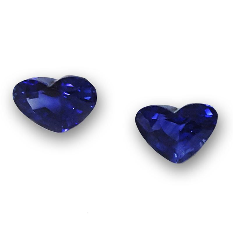 Pair Of Heart Shape Blue Sapphires Loose Sapphire Hearts