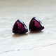 Loose Matched Pair of Red Wine Sapphire Trillions - Plum Purple Sapphire Trillion Pair
