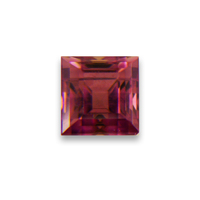 Square tourmaline in a sherry pink hue with flashes of gold and light brown. This pink tourmaline is warm and has a very nice cut.