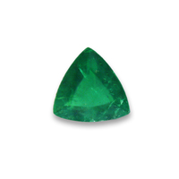 Lively intense green trillion emerald.  This is a vibrant well-cut triangle shape emerald.