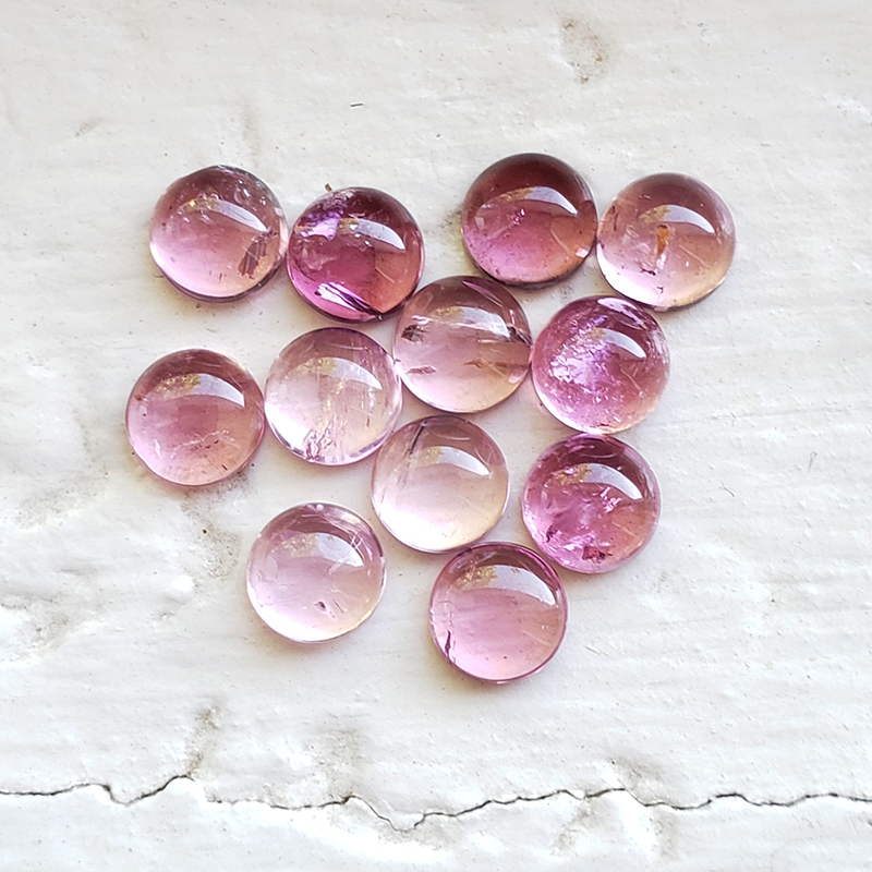Loose 6mm Round Cabochon Untreated Pink Maine Tourmaline Parcel - PTcb2012rd6mm.jpg