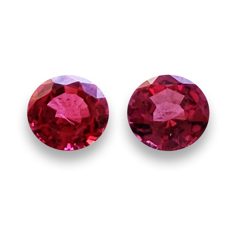 Loose Untreated Lively Pair of round Red Spinels - Matched Ruby Red Spinel Pair - SPpr9904rd49.jpg