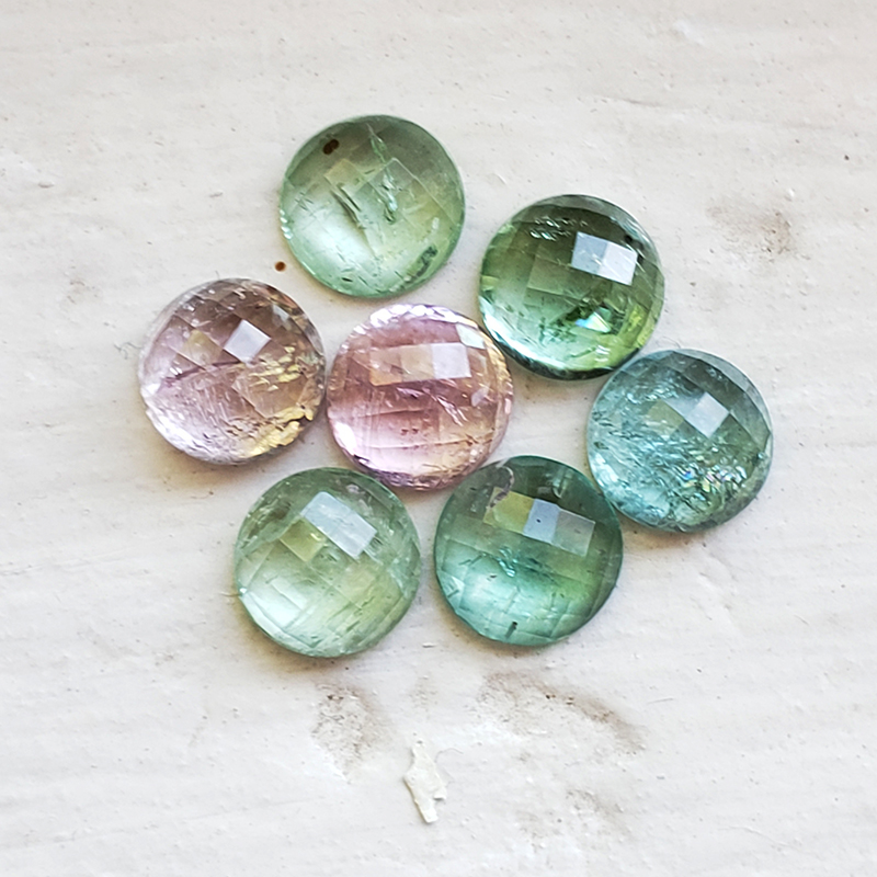 Loose 6mm Rose-Cut Untreated Pink & Green Maine Tourmaline Parcel - MTrc2012rd6mm.jpg