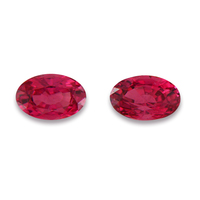 Matched pair of lively oval red spinels with pomegranate pink undertones. This is just beautiful vibrant pair of spinels. Great color saturation. 